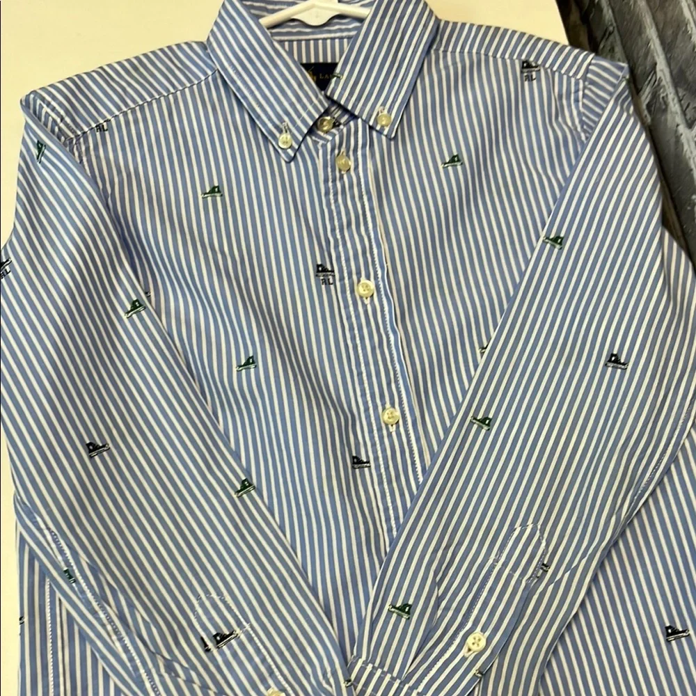 Boy's Ralph Lauren Blue Casual Button Down‎ Shirt with Stripes